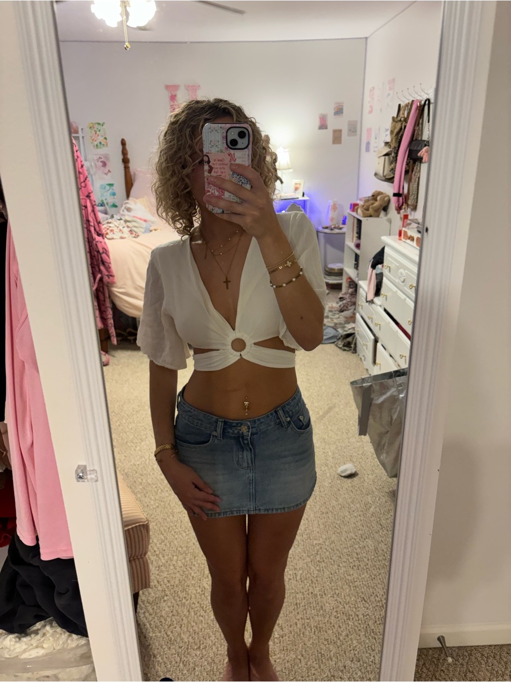 Altar'd State White Ring-Front Twist Crop Top